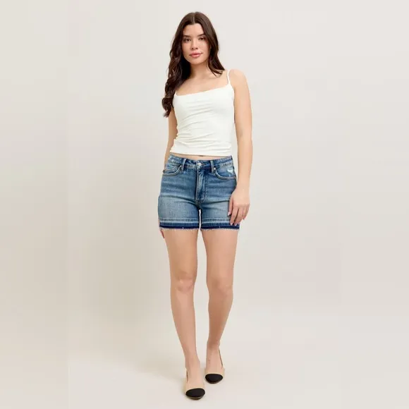 🆕 Judy Blue MR Tummy Control Vintage Wash Release Hem Shorts