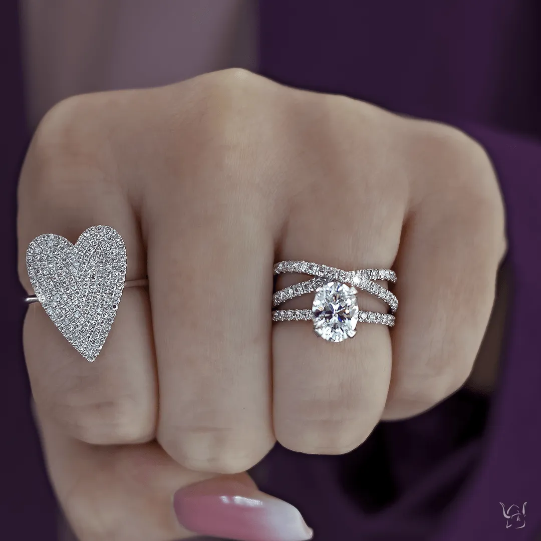 0.56ctw Diamond Pave Heart Ring