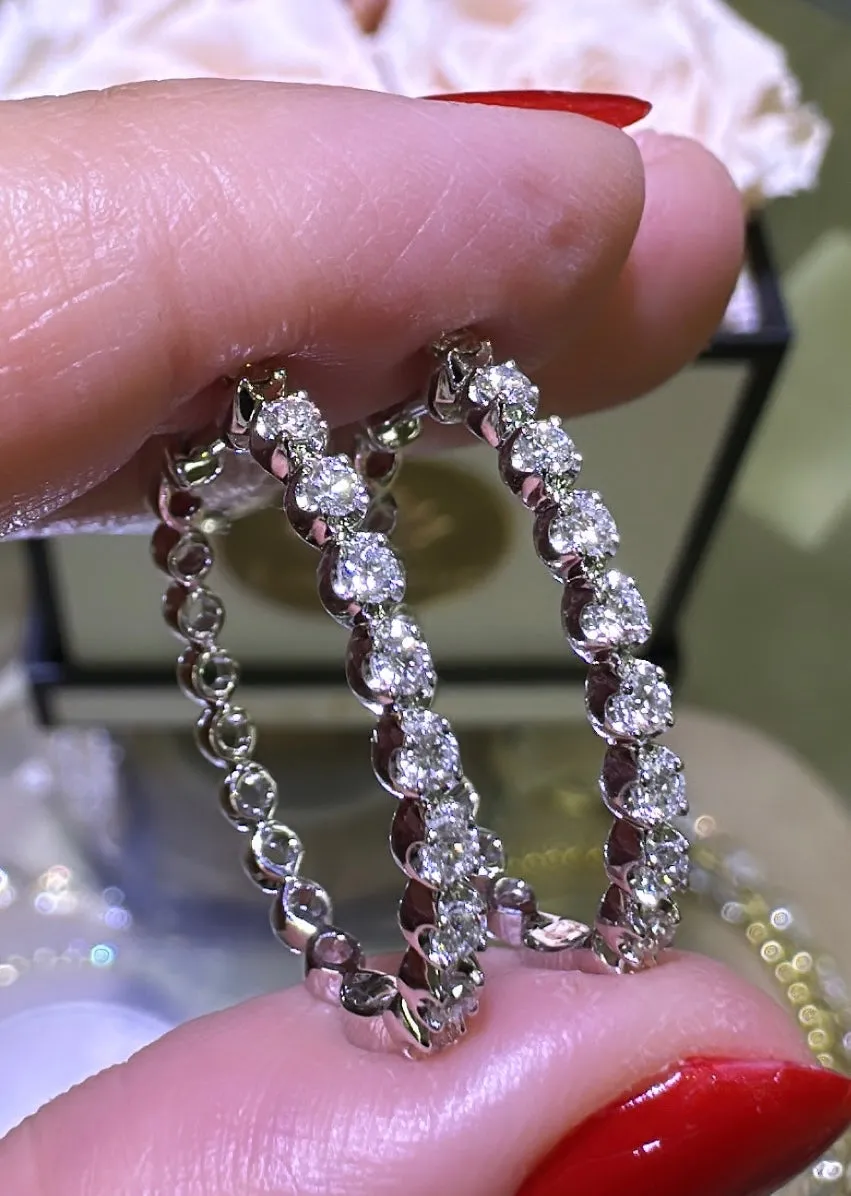0.57carat Single Prong Diamond Hoop Earrings