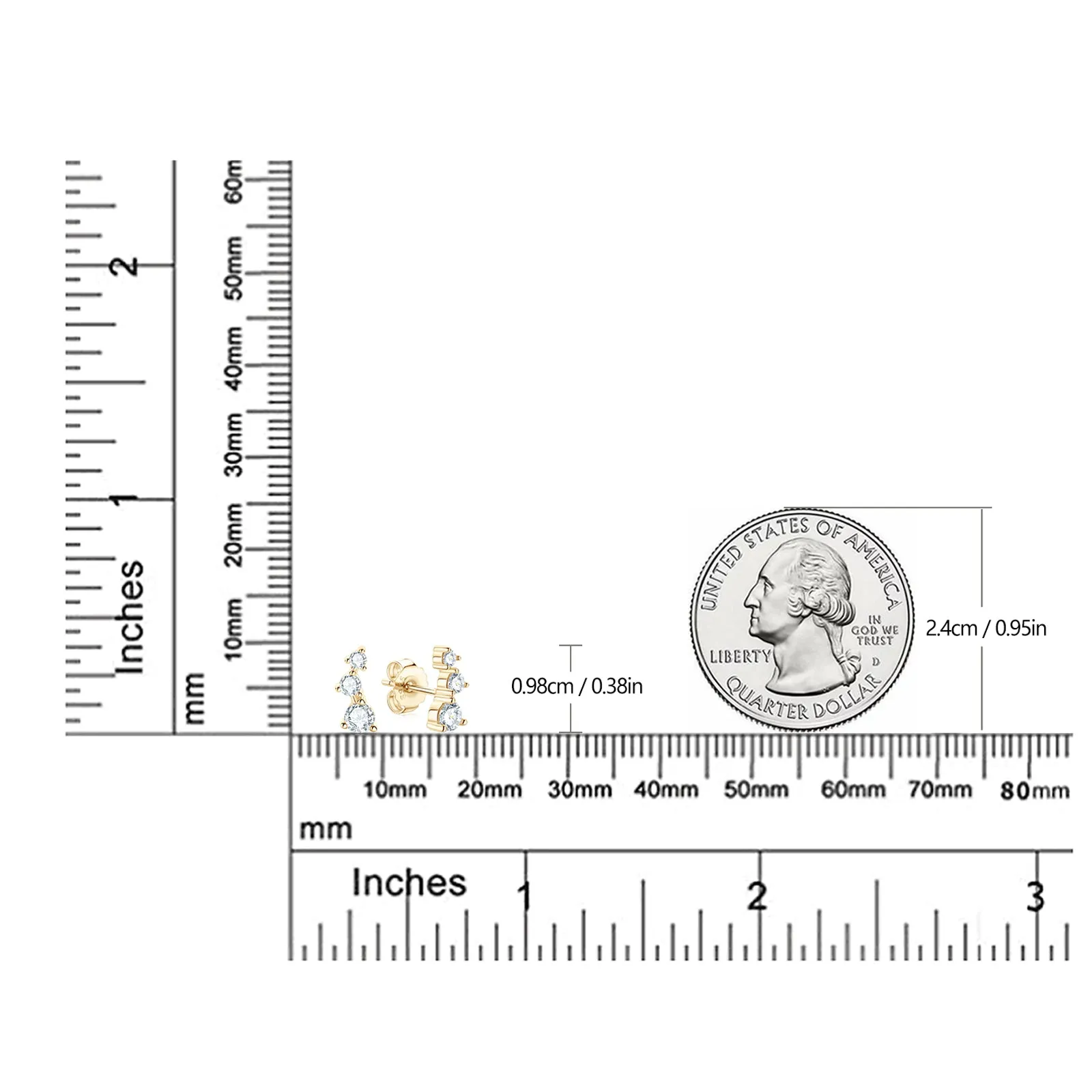 0.58CTW. Round Moissanite Stud Climber Earrings