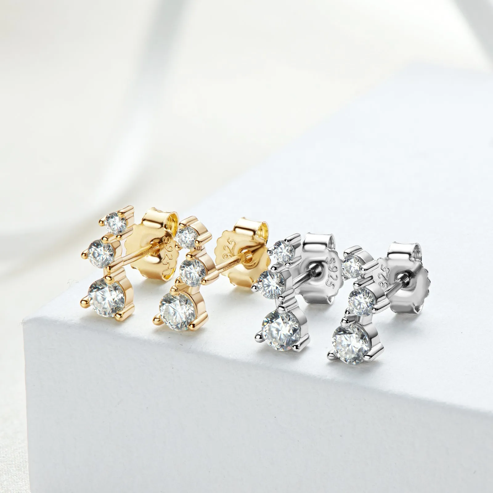 0.58CTW. Round Moissanite Stud Climber Earrings