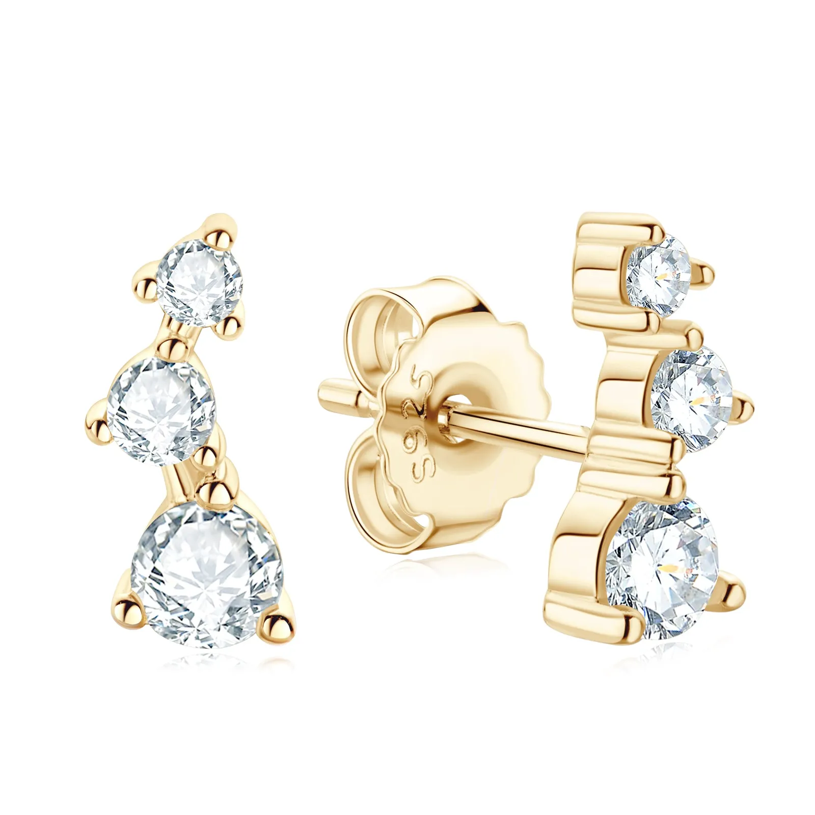 0.58CTW. Round Moissanite Stud Climber Earrings