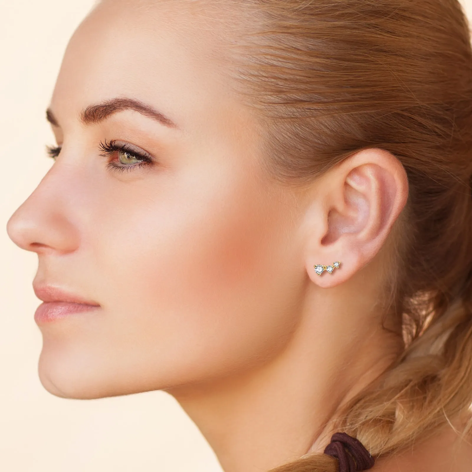 0.58CTW. Round Moissanite Stud Climber Earrings