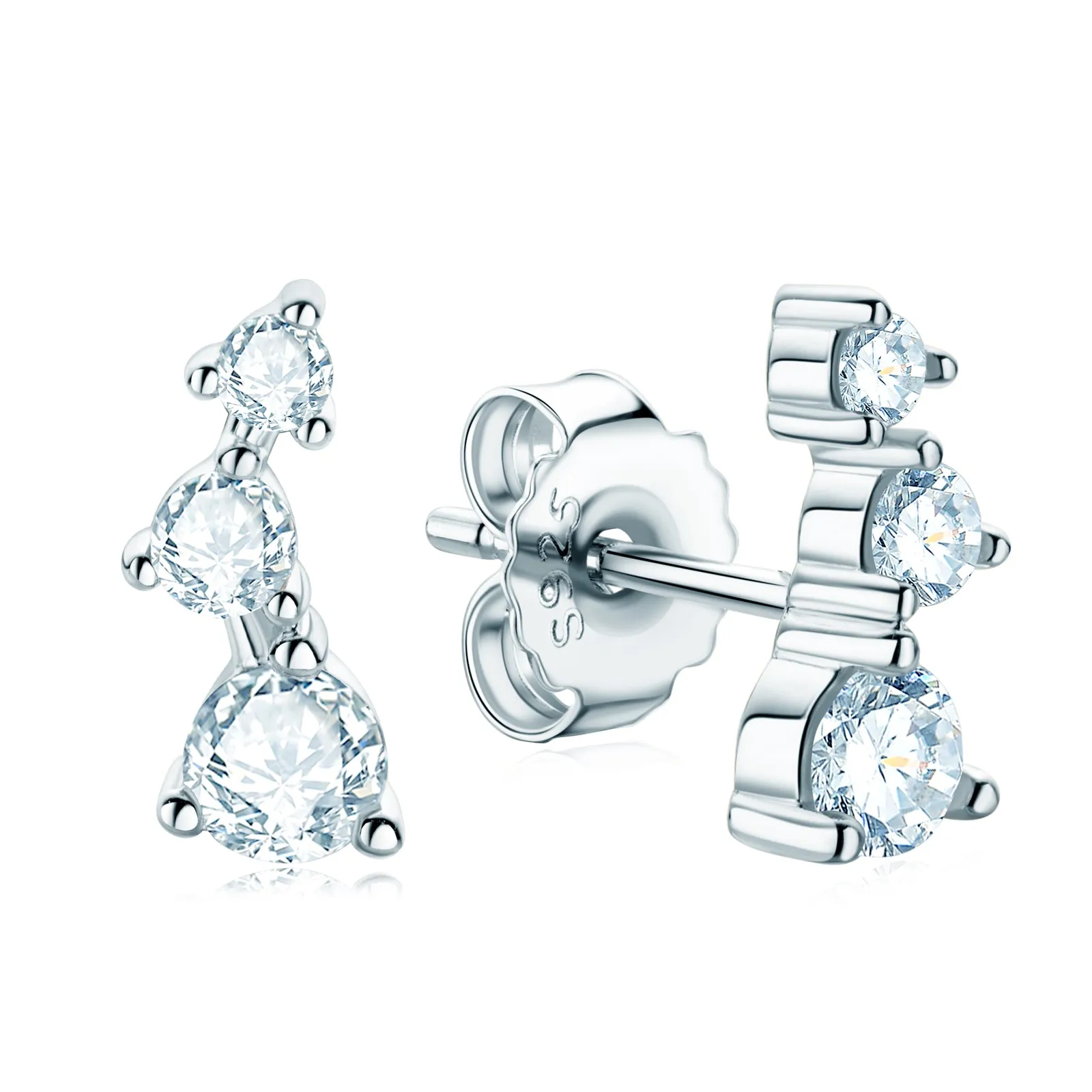 0.58CTW. Round Moissanite Stud Climber Earrings