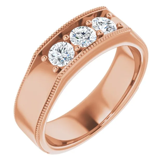 0.75 ctw Round Diamond Milgrain Accent Men's Ring