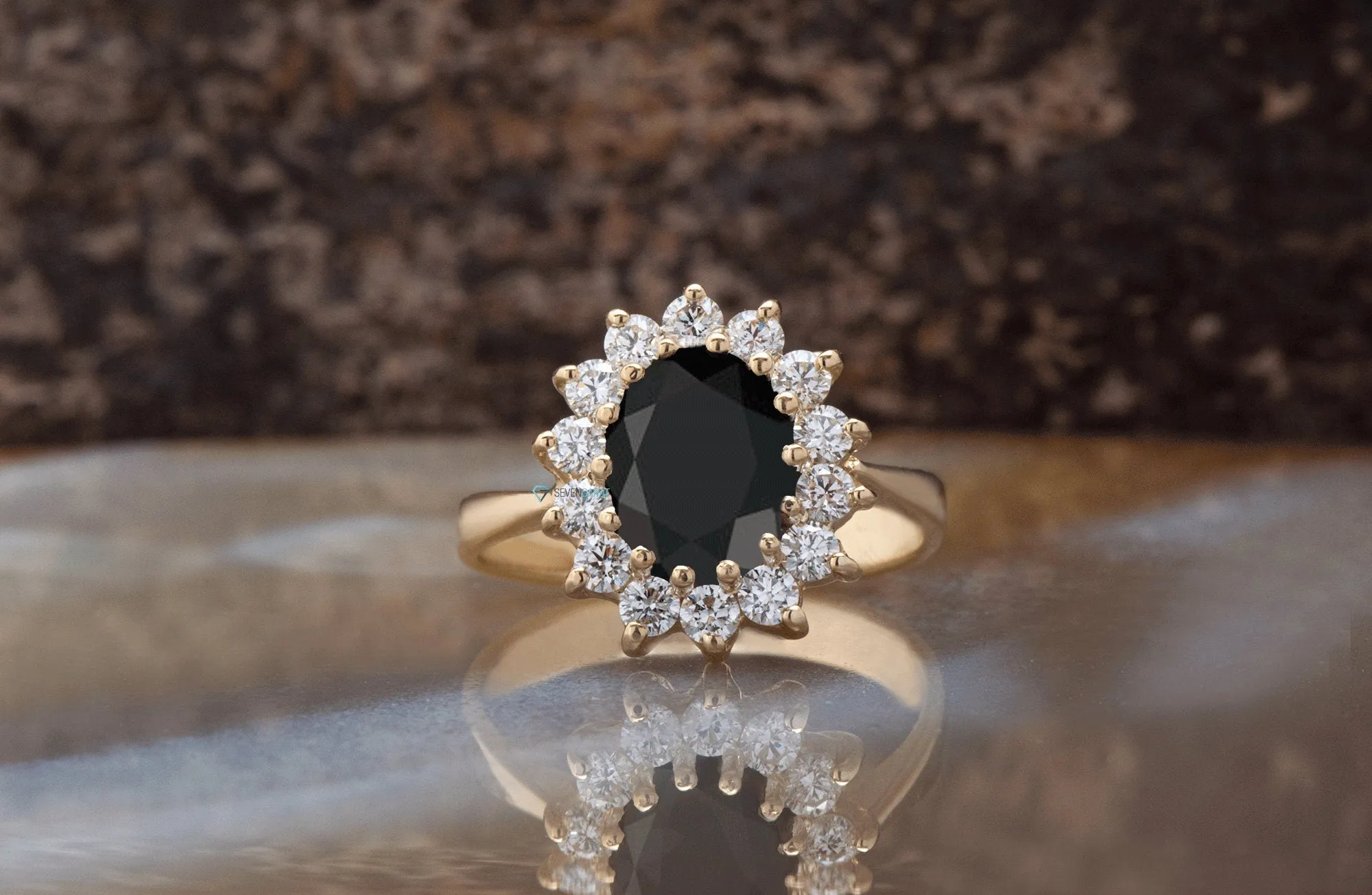 1 ct Black diamond ring-Vintage black diamond ring