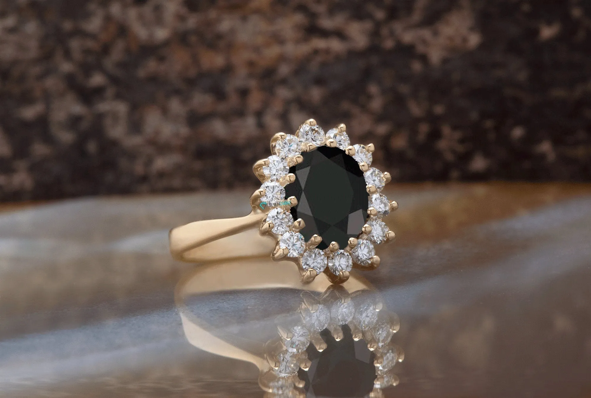 1 ct Black diamond ring-Vintage black diamond ring