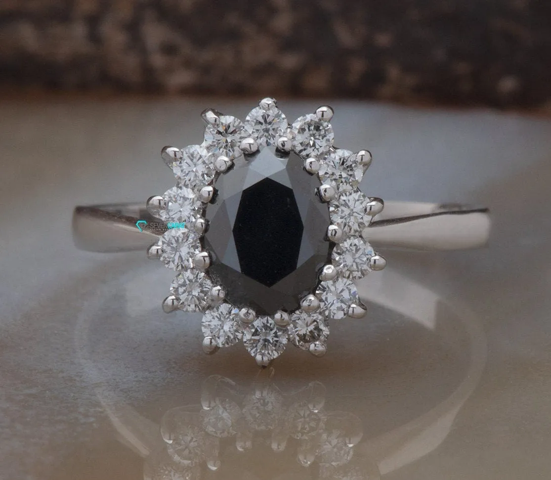 1 ct Black diamond ring-Vintage black diamond ring