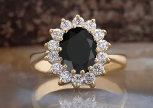 1 ct Black diamond ring-Vintage black diamond ring