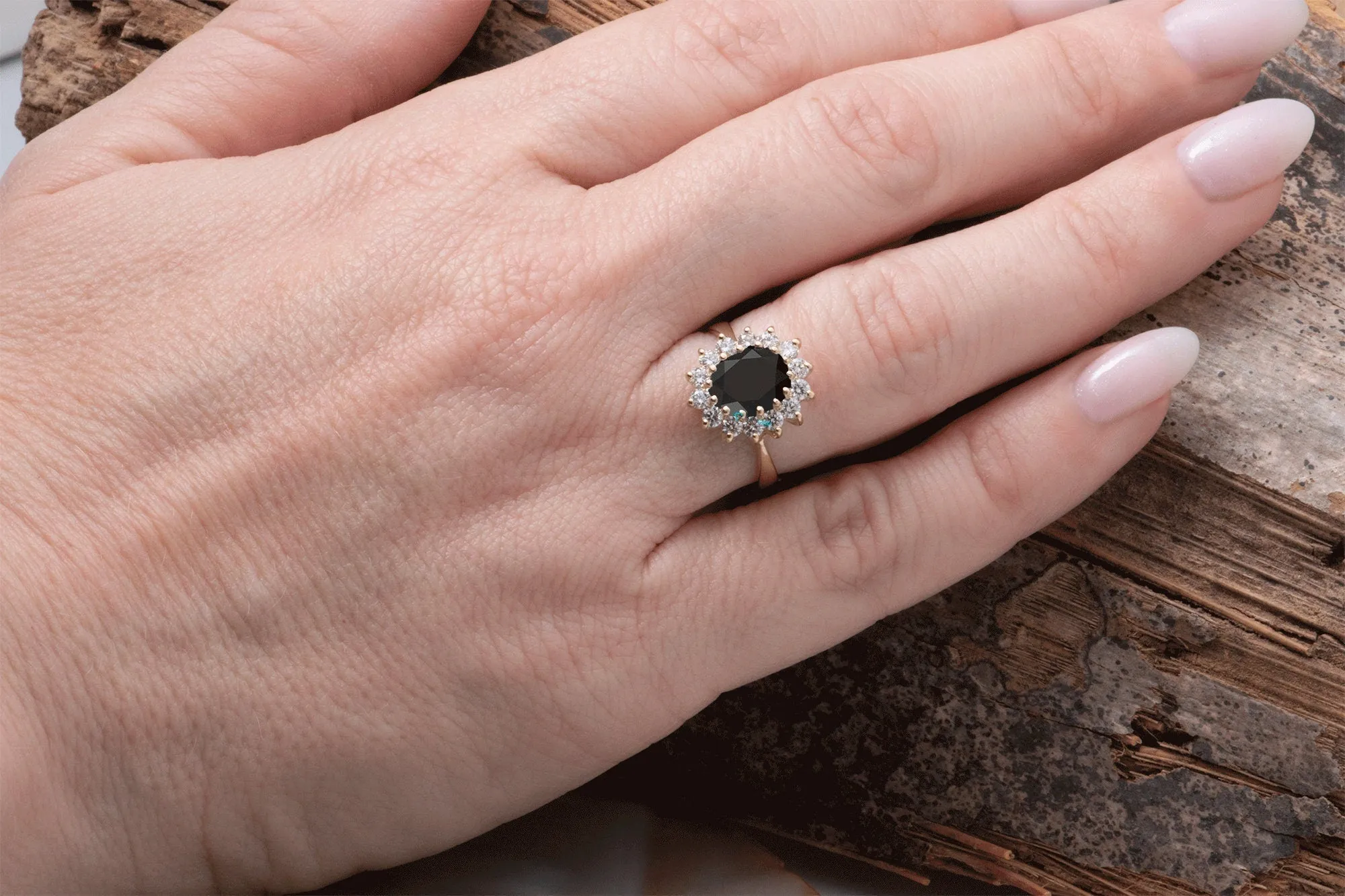 1 ct Black diamond ring-Vintage black diamond ring