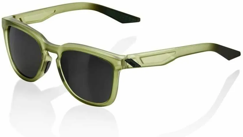 100% Hudson Sunglasses Matte Translucent Olive Slate - Black Mirror Lens