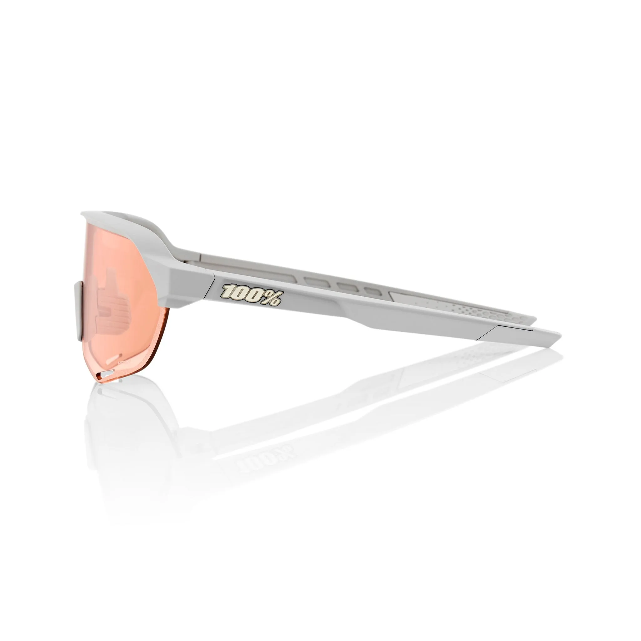 100% Sunglasses S2 Soft Tact Stone Grey with HiPER Coral Lens