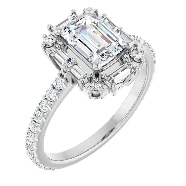 1.0ct Emerald Cut Baguette Diamond Engagement Ring (Setting Only)