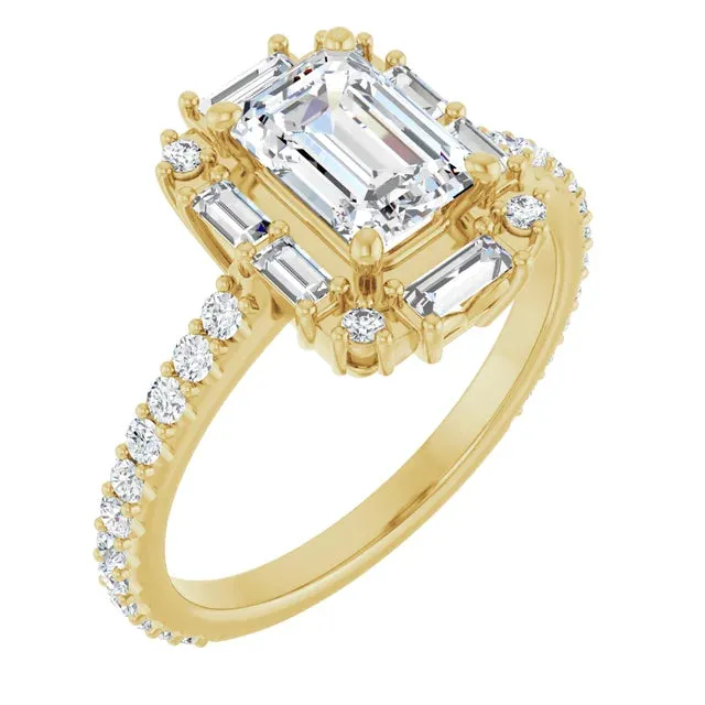 1.0ct Emerald Cut Baguette Diamond Engagement Ring (Setting Only)