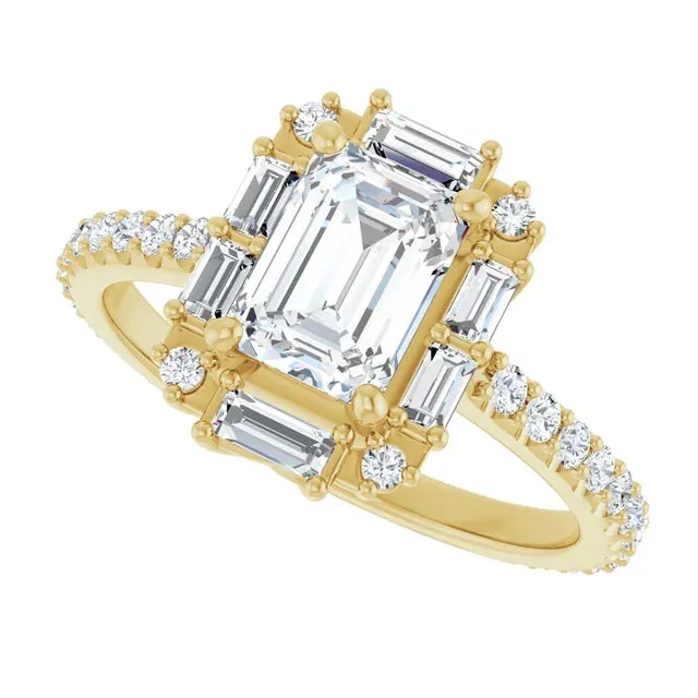 1.0ct Emerald Cut Baguette Diamond Engagement Ring (Setting Only)