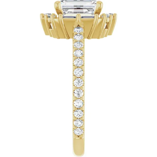 1.0ct Emerald Cut Baguette Diamond Engagement Ring (Setting Only)