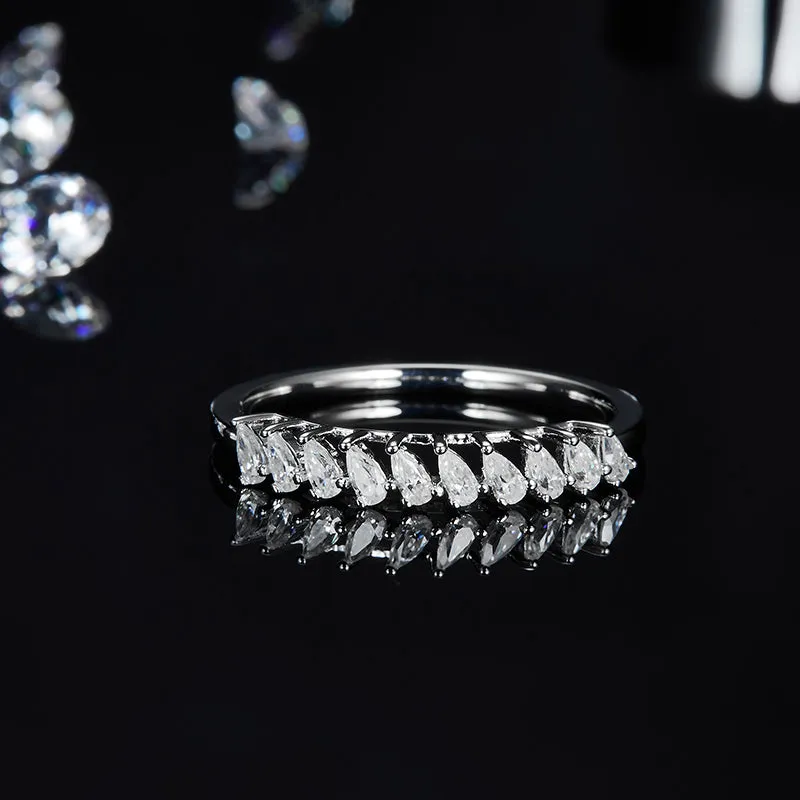 1.0ctw. Pear Cut Moissanite Half Eternity Ring