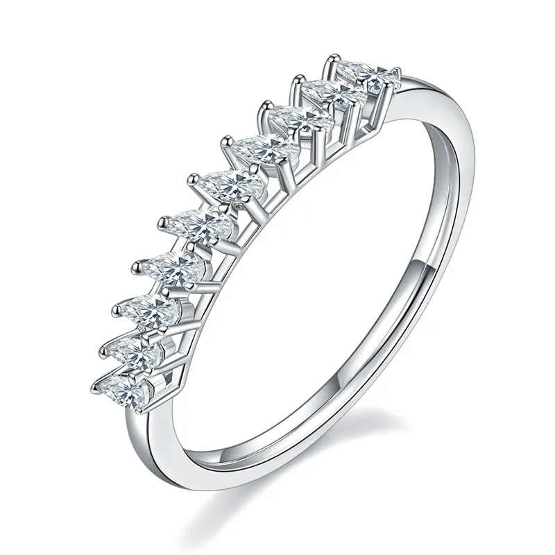1.0ctw. Pear Cut Moissanite Half Eternity Ring