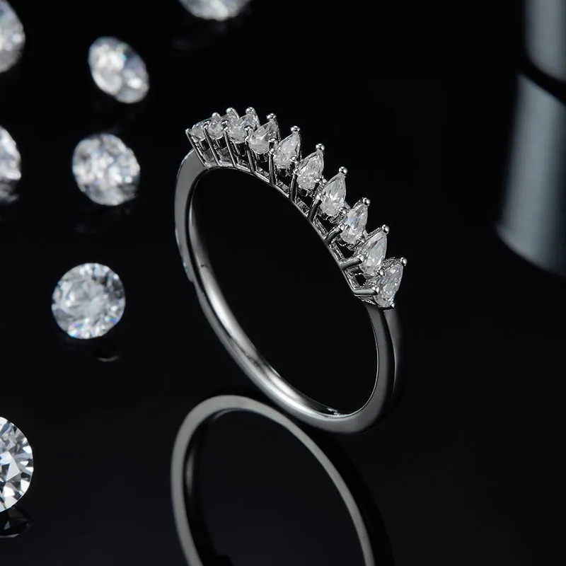 1.0ctw. Pear Cut Moissanite Half Eternity Ring