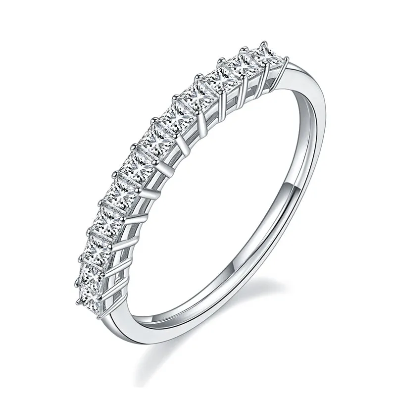 1.0Ctw. Princess Cut Moissanite Half Eternity Ring