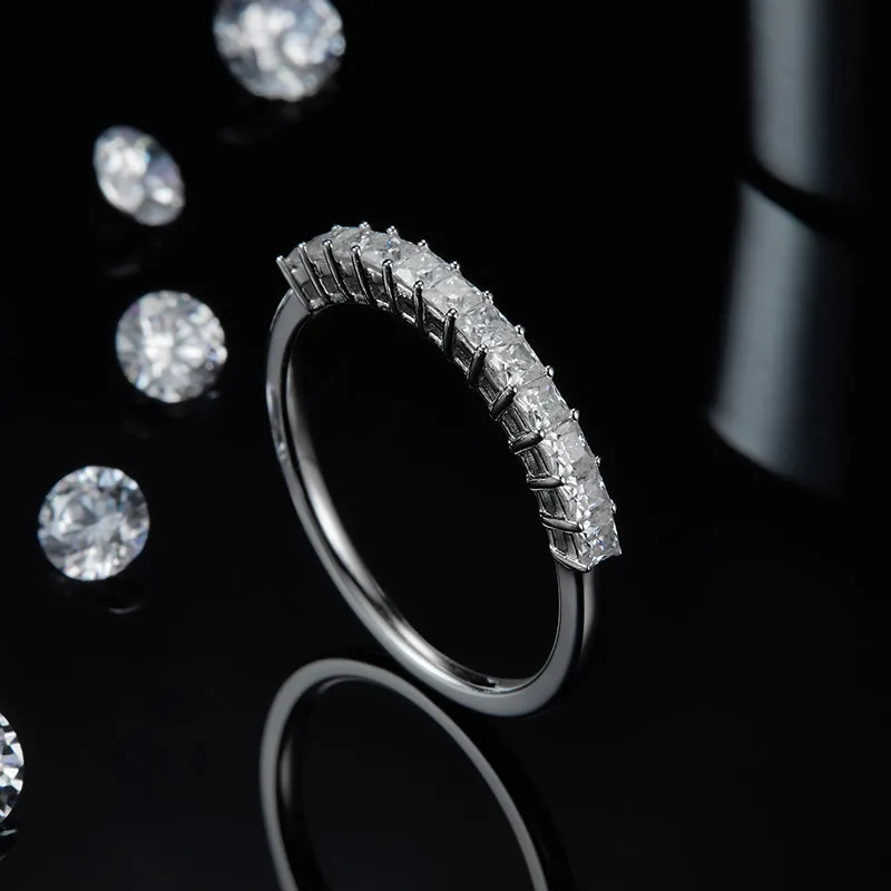 1.0Ctw. Princess Cut Moissanite Half Eternity Ring