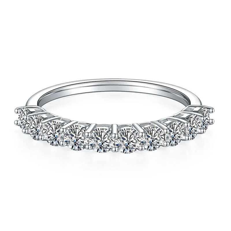1.0CTW. Round Cut Moissanite Half Eternity Ring