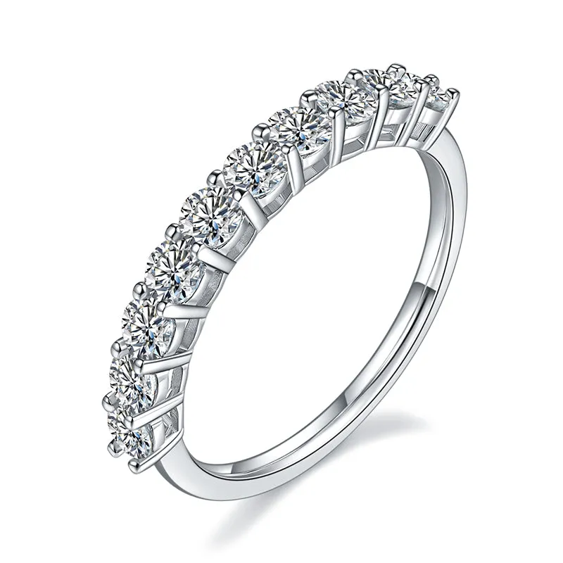 1.0CTW. Round Cut Moissanite Half Eternity Ring