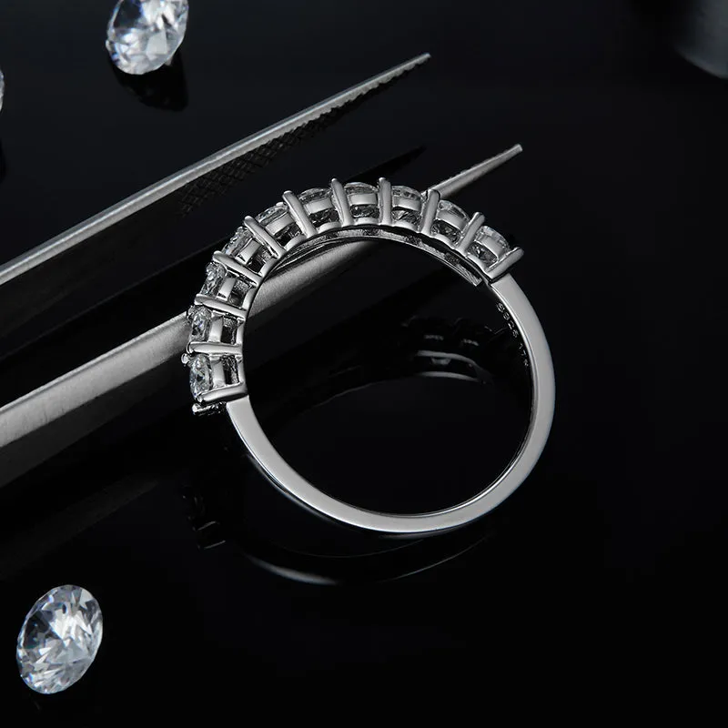 1.0CTW. Round Cut Moissanite Half Eternity Ring