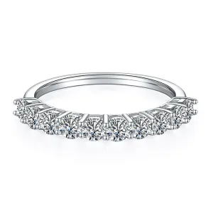 1.0CTW. Round Cut Moissanite Half Eternity Ring