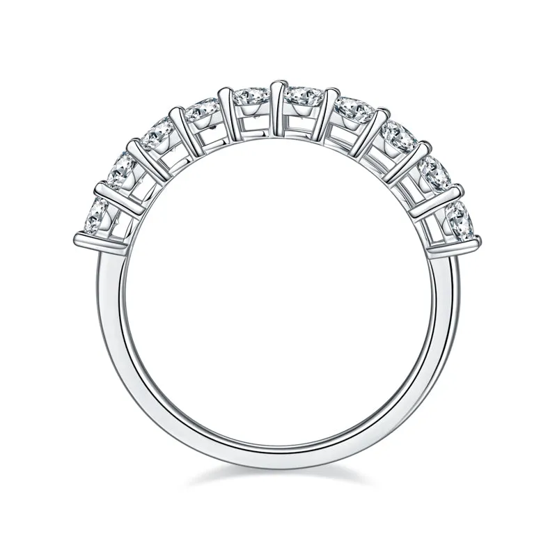 1.0CTW. Round Cut Moissanite Half Eternity Ring