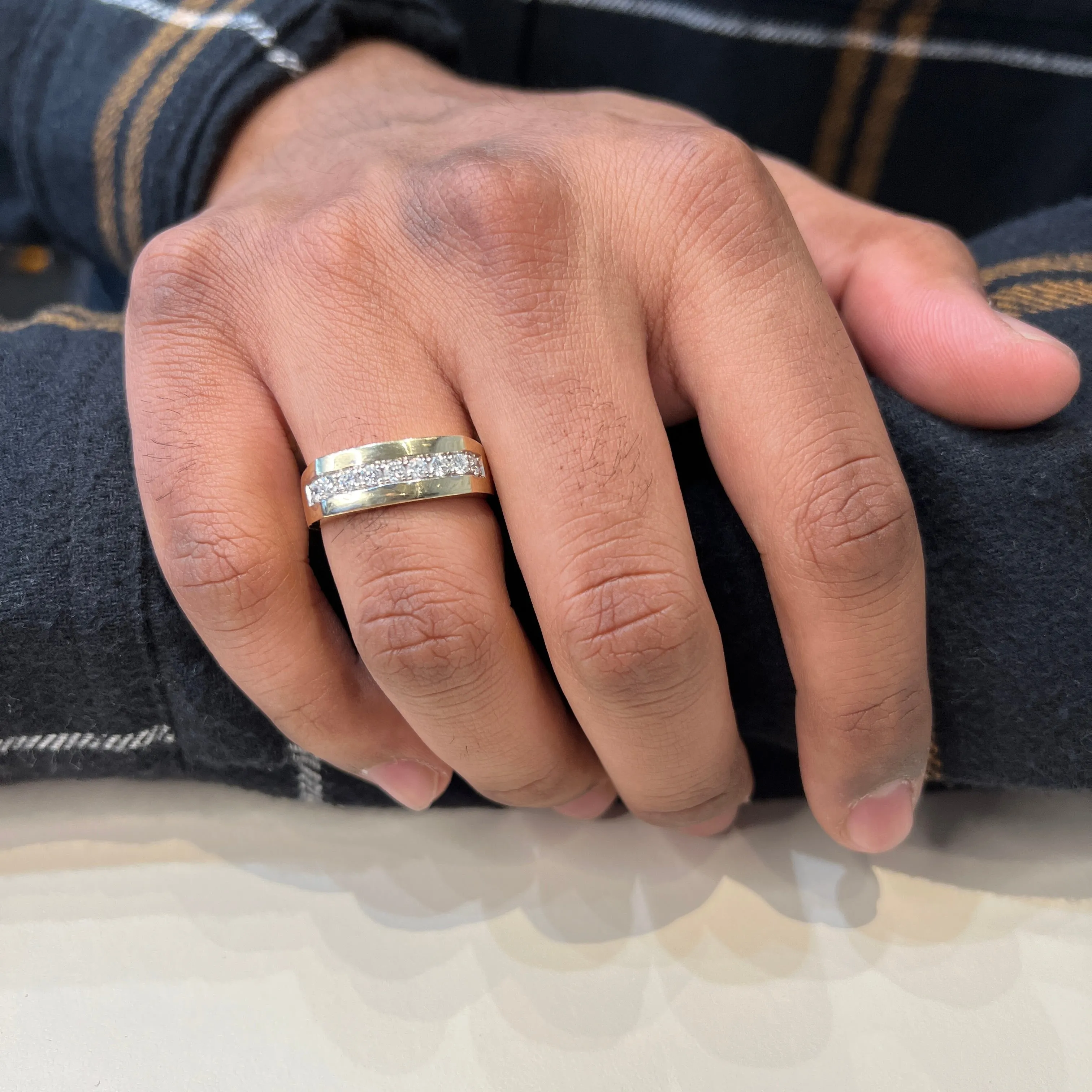(10K, 14K) Yellow Gold (0.50ct) Diamond Men's Ring
