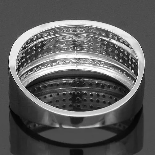 10K White Solid Gold Mens Diamond Wedding Band 0.38 Ctw