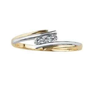 10K Yellow and White Gold (0.10ct) Diamond Three Stone Ring