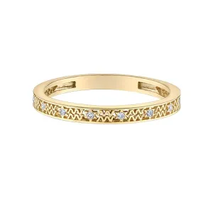 10K Yellow Gold (0.05ct) Diamond Aquarius Zodiac Ring