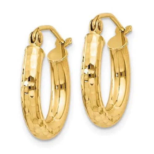 10k Yellow Gold 3MM Polished Round Hoop Earrings