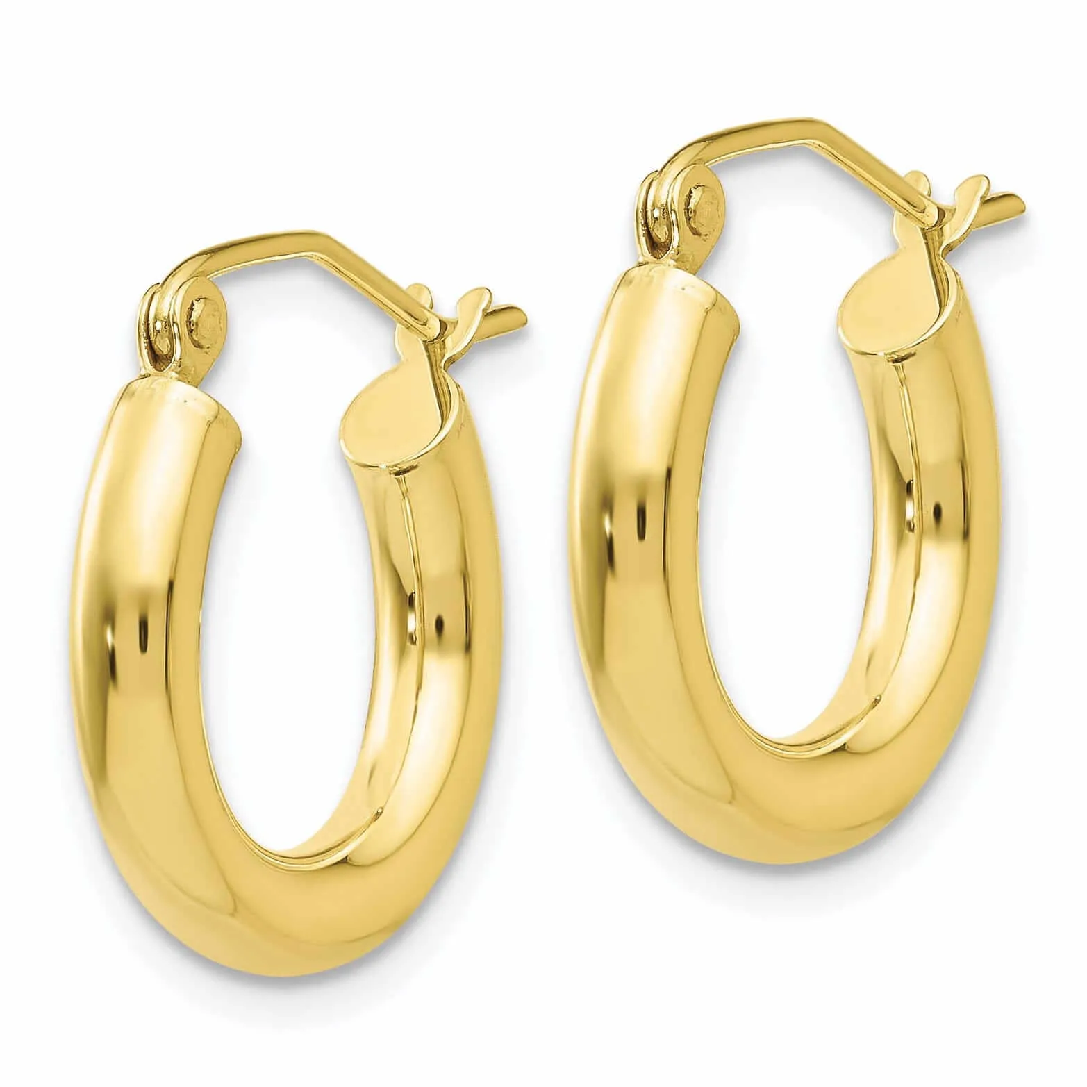 10k Yellow Gold Polish 3MM Wide Round Hoop Earring