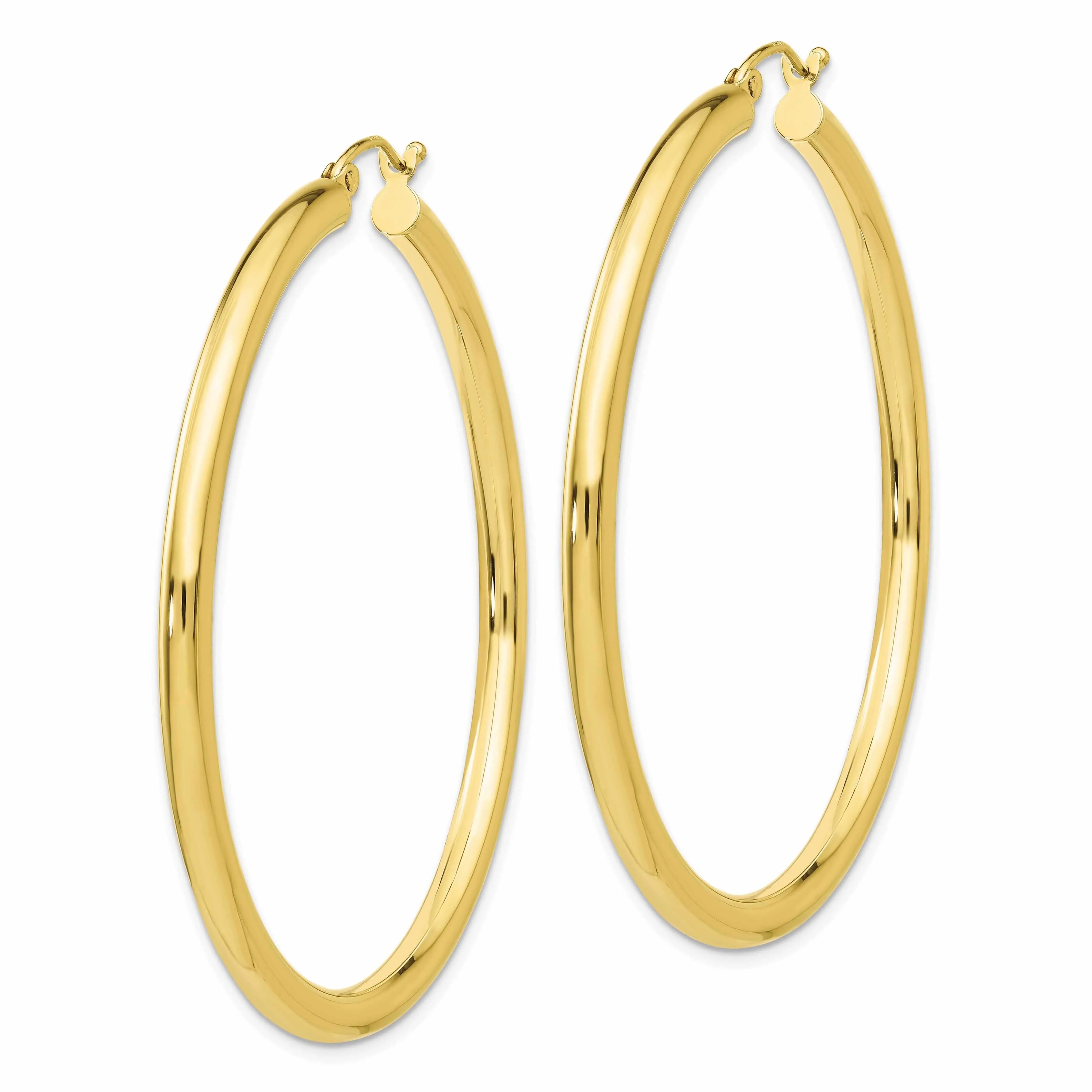 10k Yellow Gold Polish 3MM Wide Round Hoop Earring