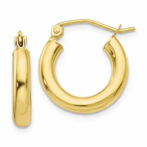 10k Yellow Gold Polish 3MM Wide Round Hoop Earring