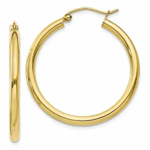 10k Yellow Gold Polished 2.5MM Round Hoop Earrings
