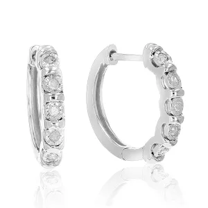 1/10 cttw Diamond Prong Hoop Earrings in Sterling Silver