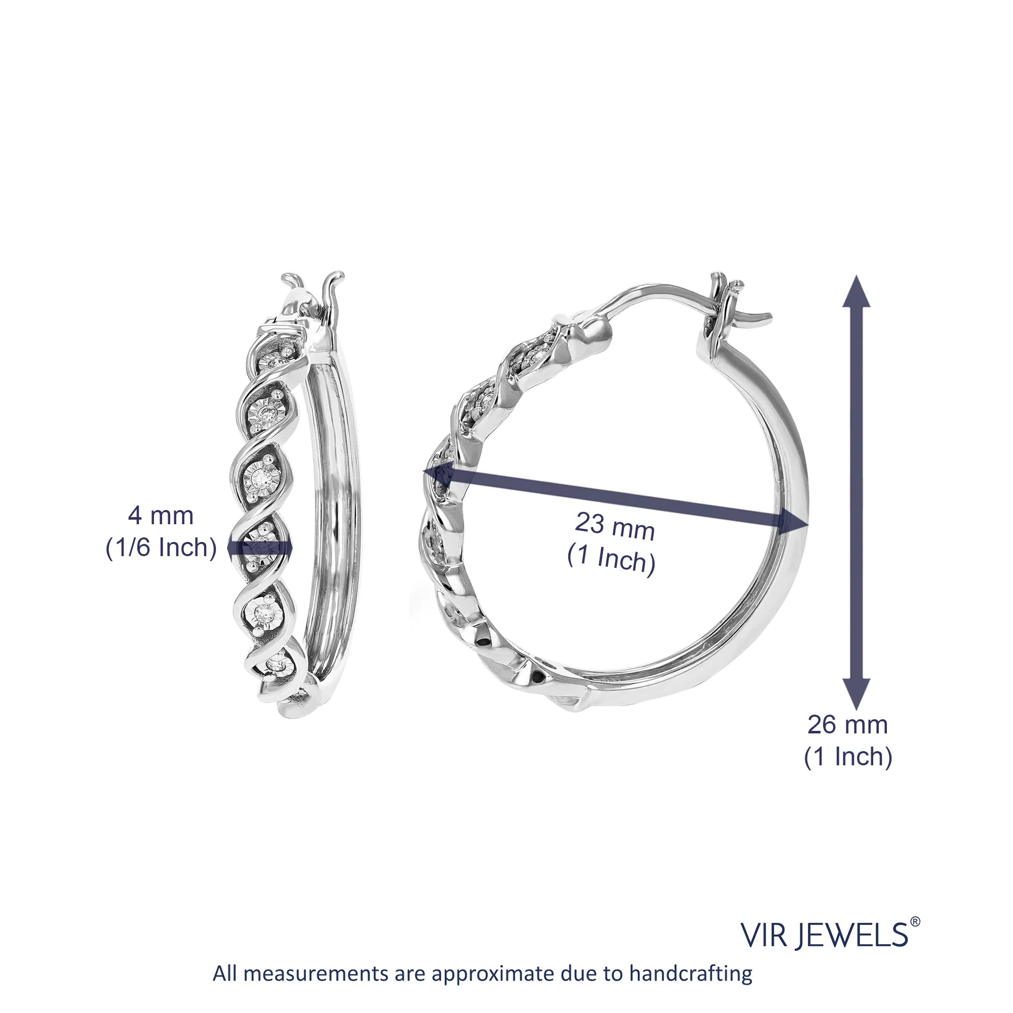 1/10 cttw Lab Grown Diamond Channel Hoop Earrings in Silver