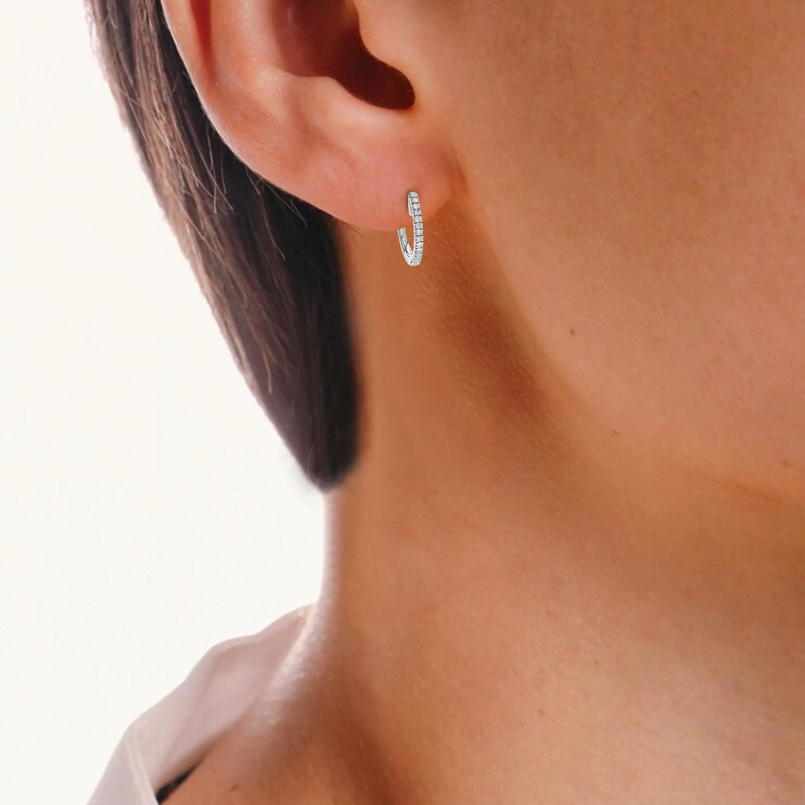 1/10 cttw Lab Grown Diamond Hoop Earrings in .925 Silver