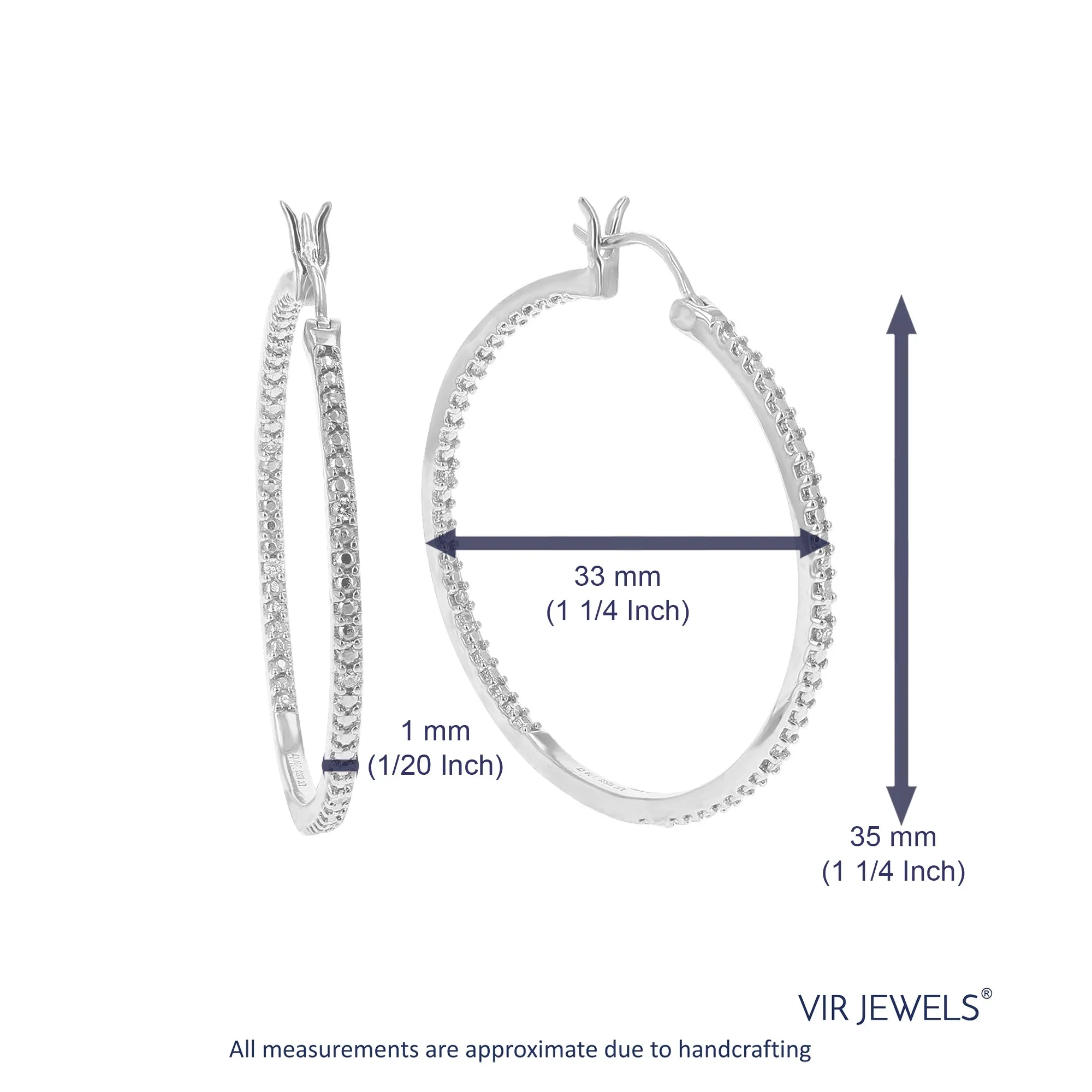 1/10 cttw Lab Grown Diamond Sleek Hoop Earrings in Silver