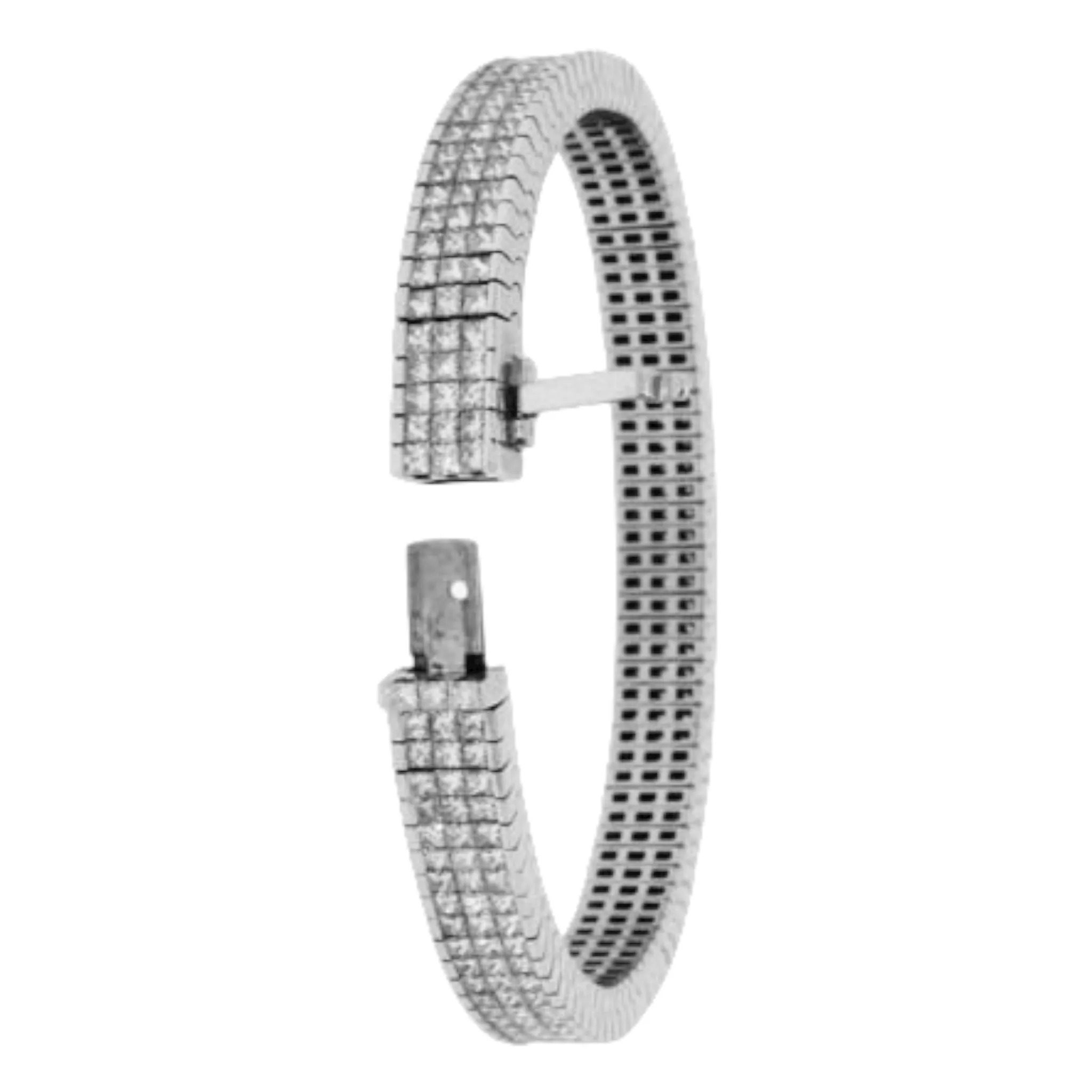 11.88ct Pricess Diamonds in 18K White Gold 3Rows Tennis Bracelet 7.5"