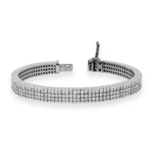 11.88ct Pricess Diamonds in 18K White Gold 3Rows Tennis Bracelet 7.5"