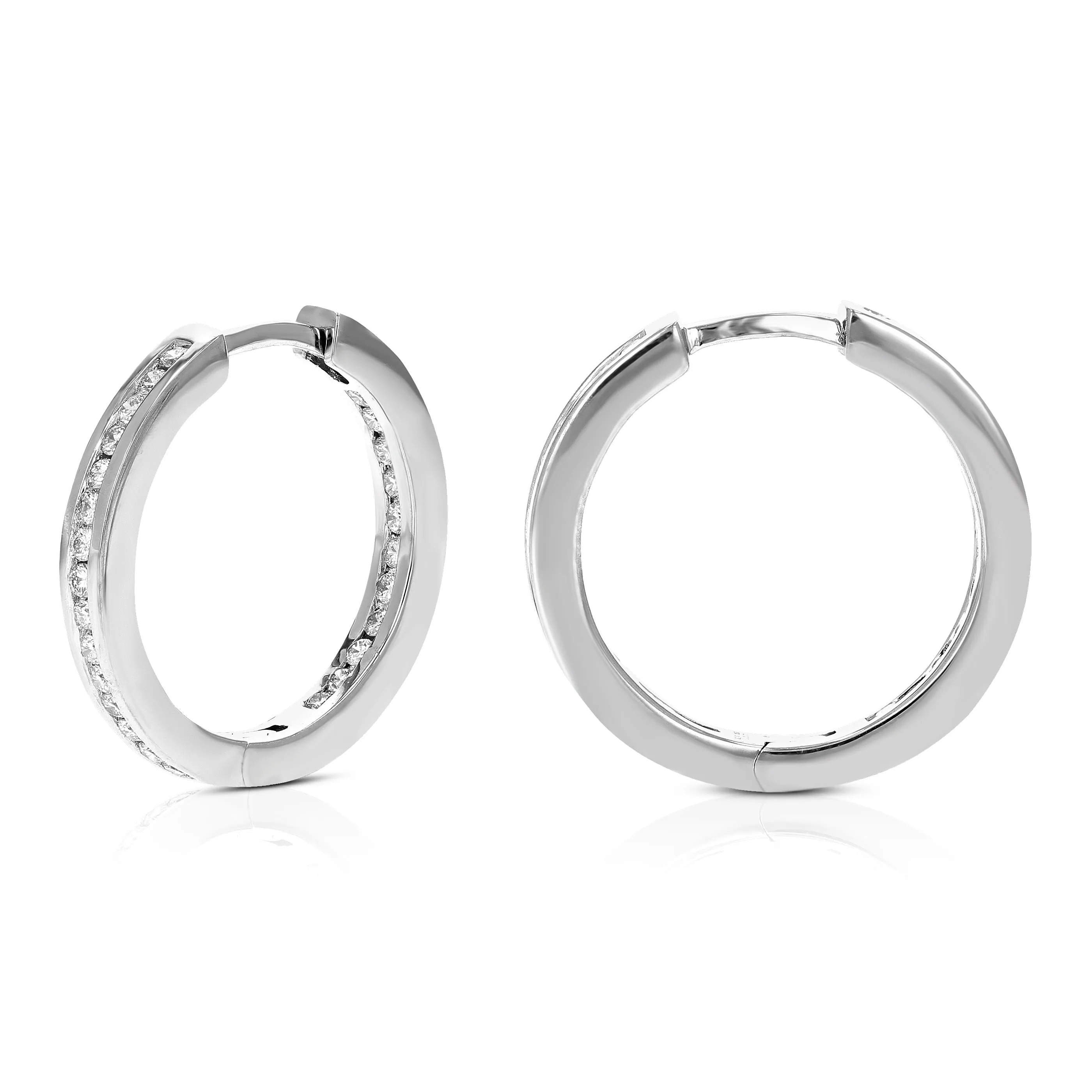 1/2 cttw Lab Grown Diamond Channel Eternity Hoop Earrings Silver