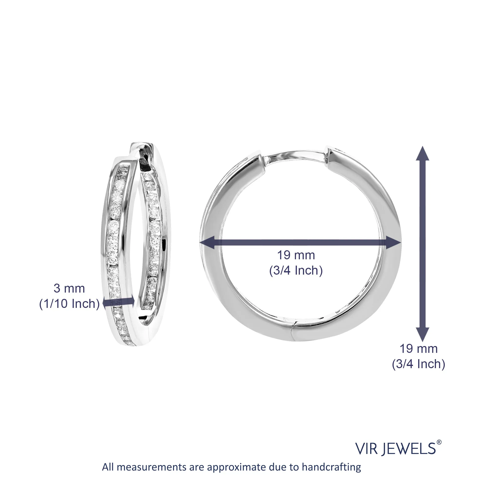 1/2 cttw Lab Grown Diamond Channel Eternity Hoop Earrings Silver
