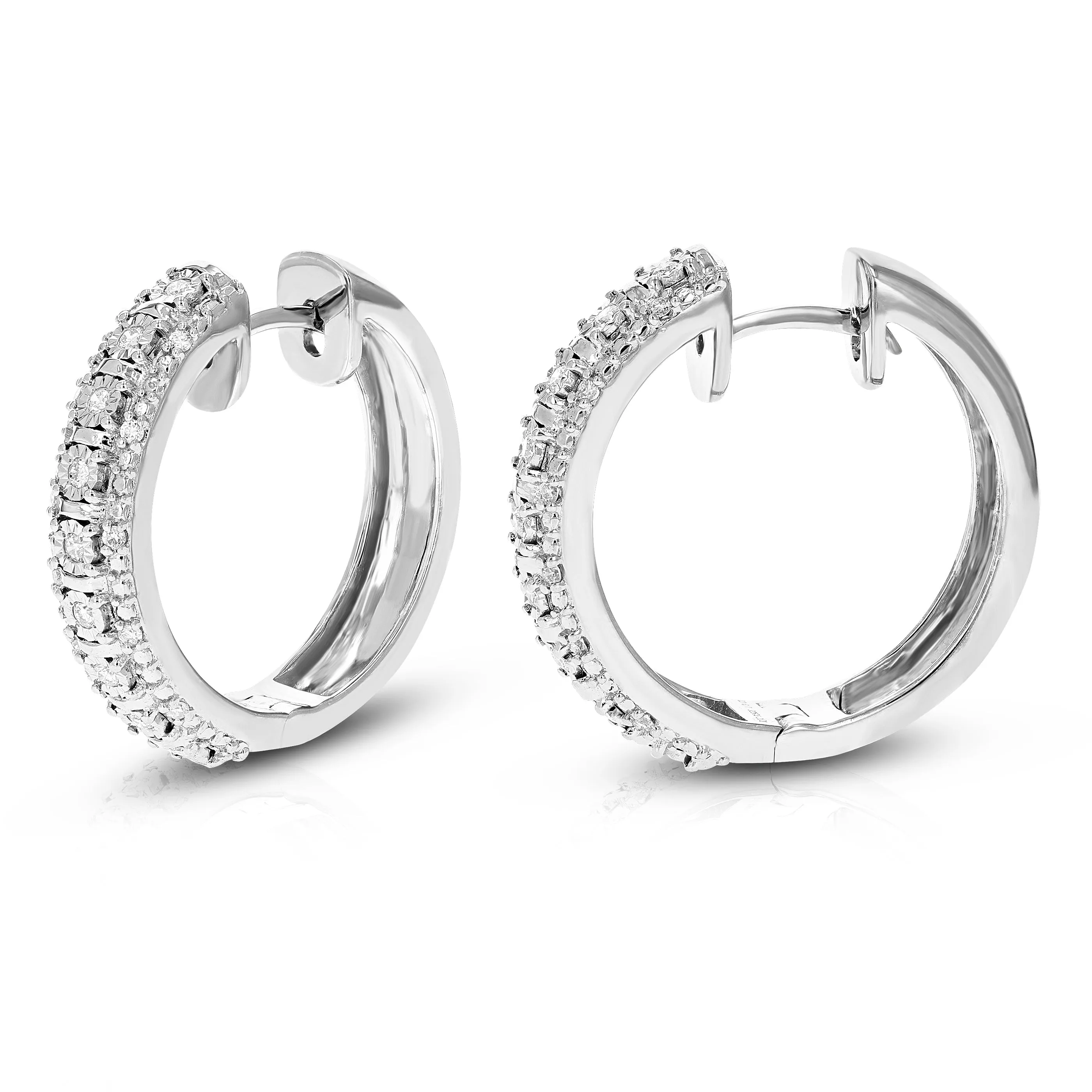 1/3 cttw Lab Grown Diamond Composite Hoop Earrings in Sterling Silver