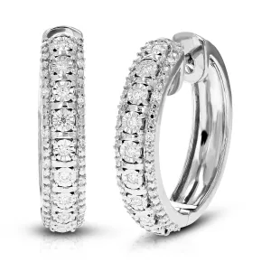 1/3 cttw Lab Grown Diamond Composite Hoop Earrings in Sterling Silver