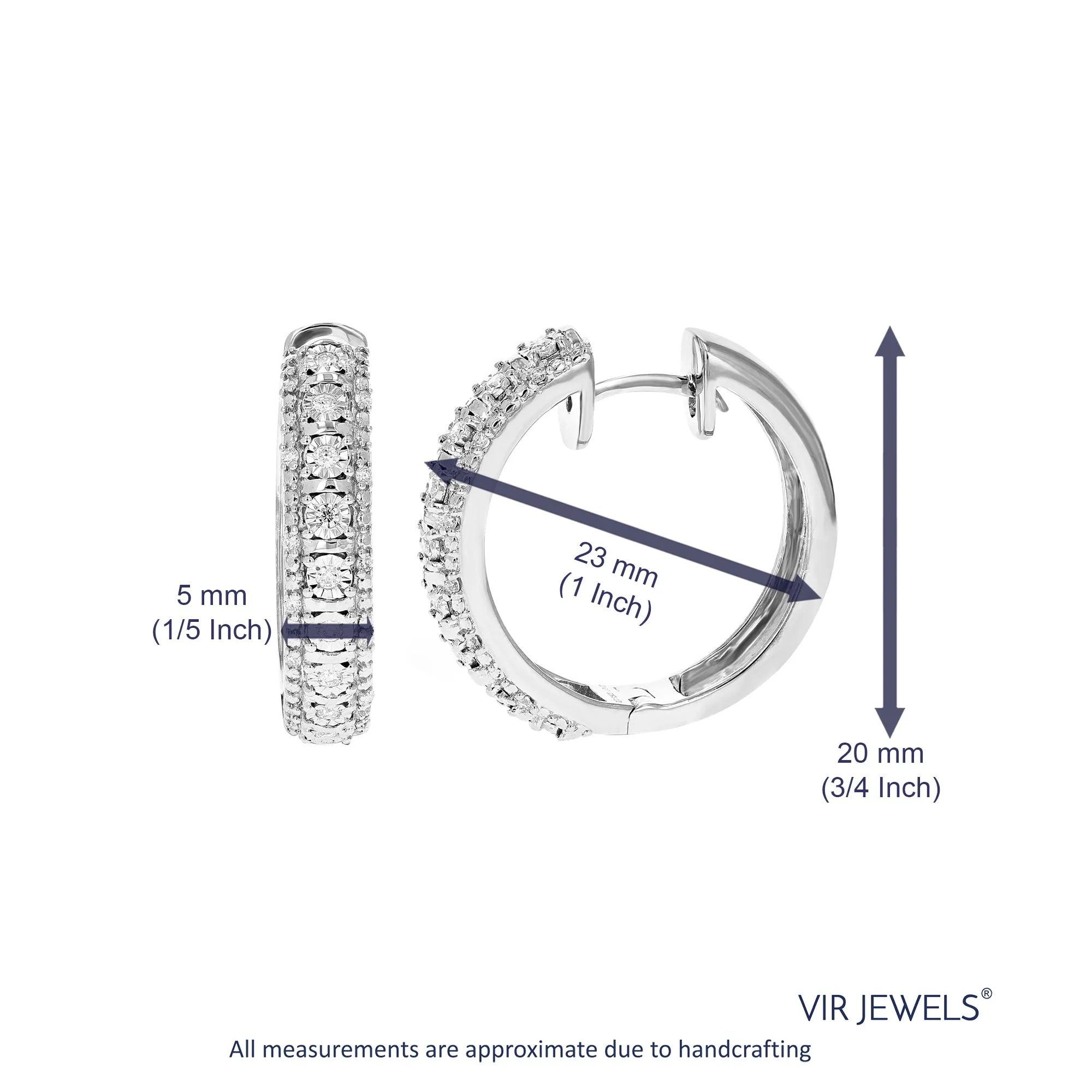 1/3 cttw Lab Grown Diamond Composite Hoop Earrings in Sterling Silver